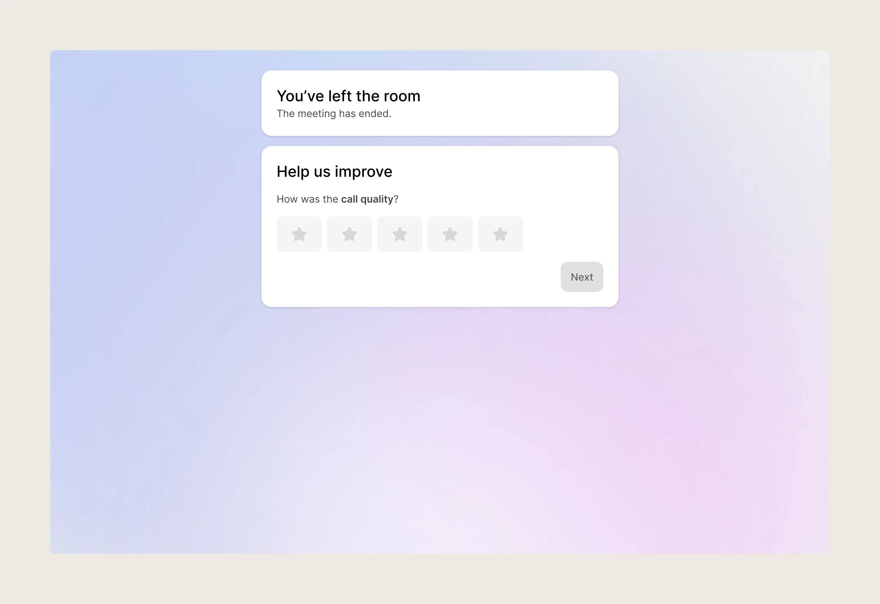 Session ratings interface