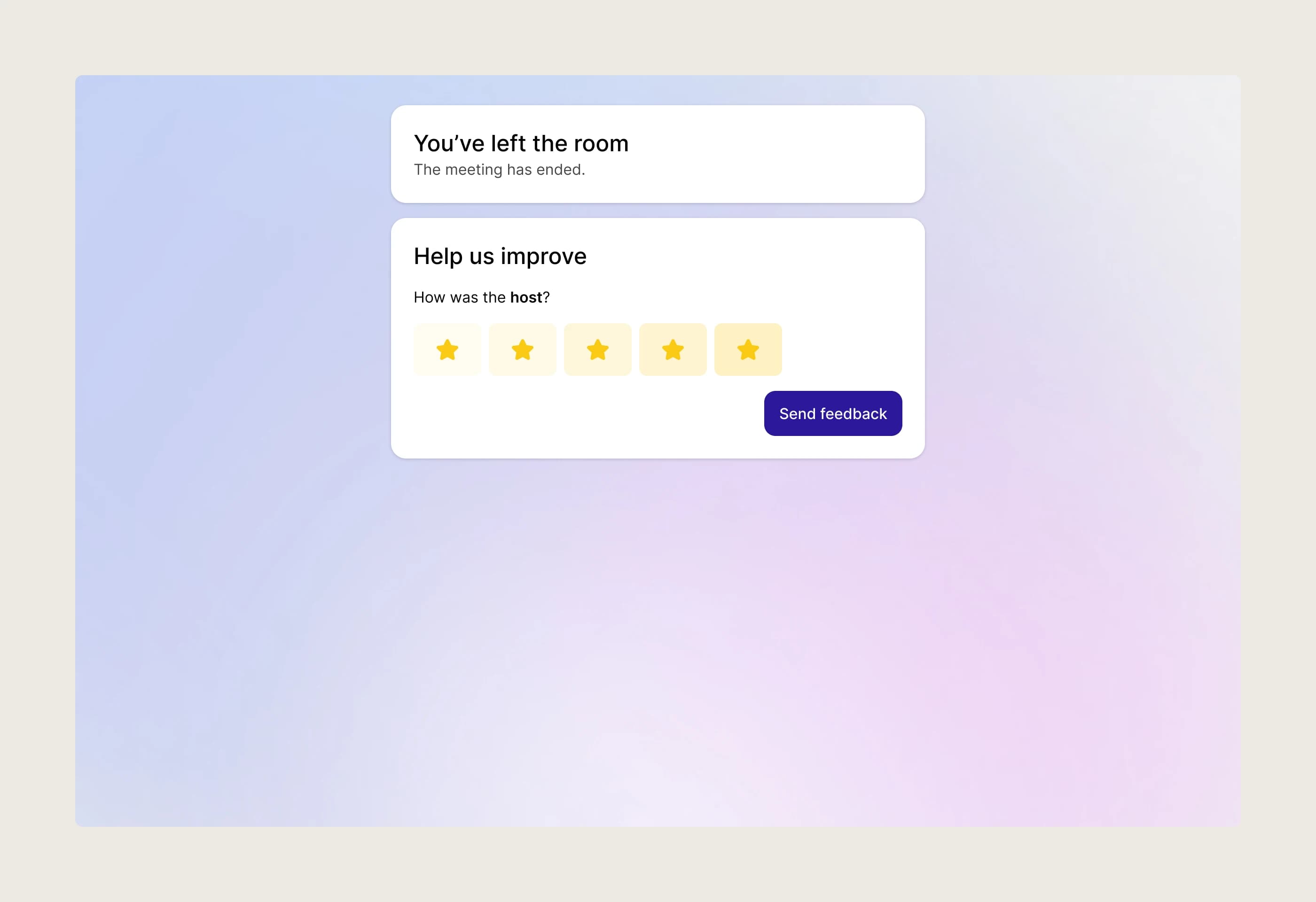 Session ratings interface