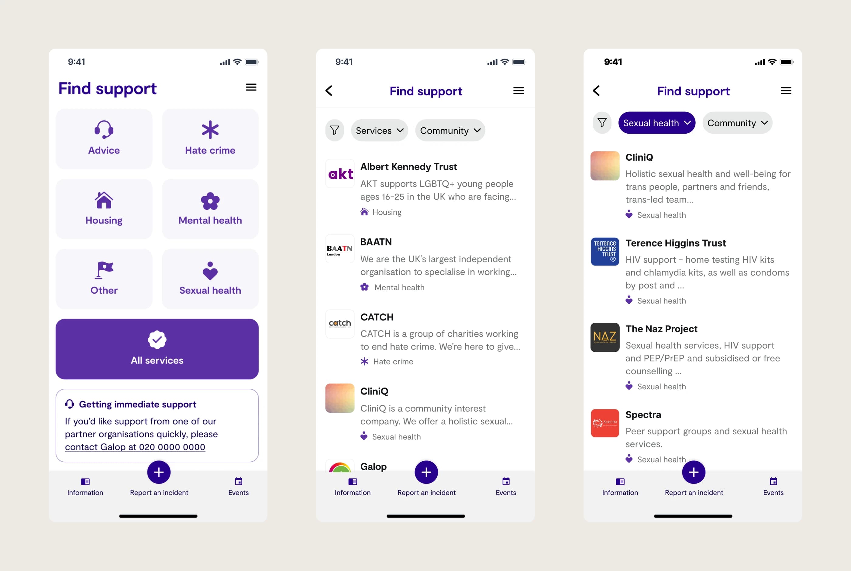 Service detail pages with logo treatments
